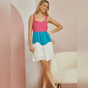 Women's Summer Sleeveless Color Block Dress